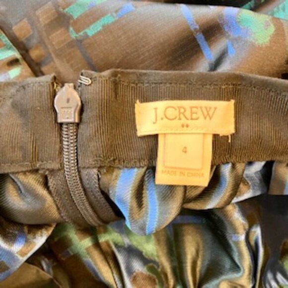 J. Crew textured satin black skirt with blue and green size 4 - Picture 3 of 5